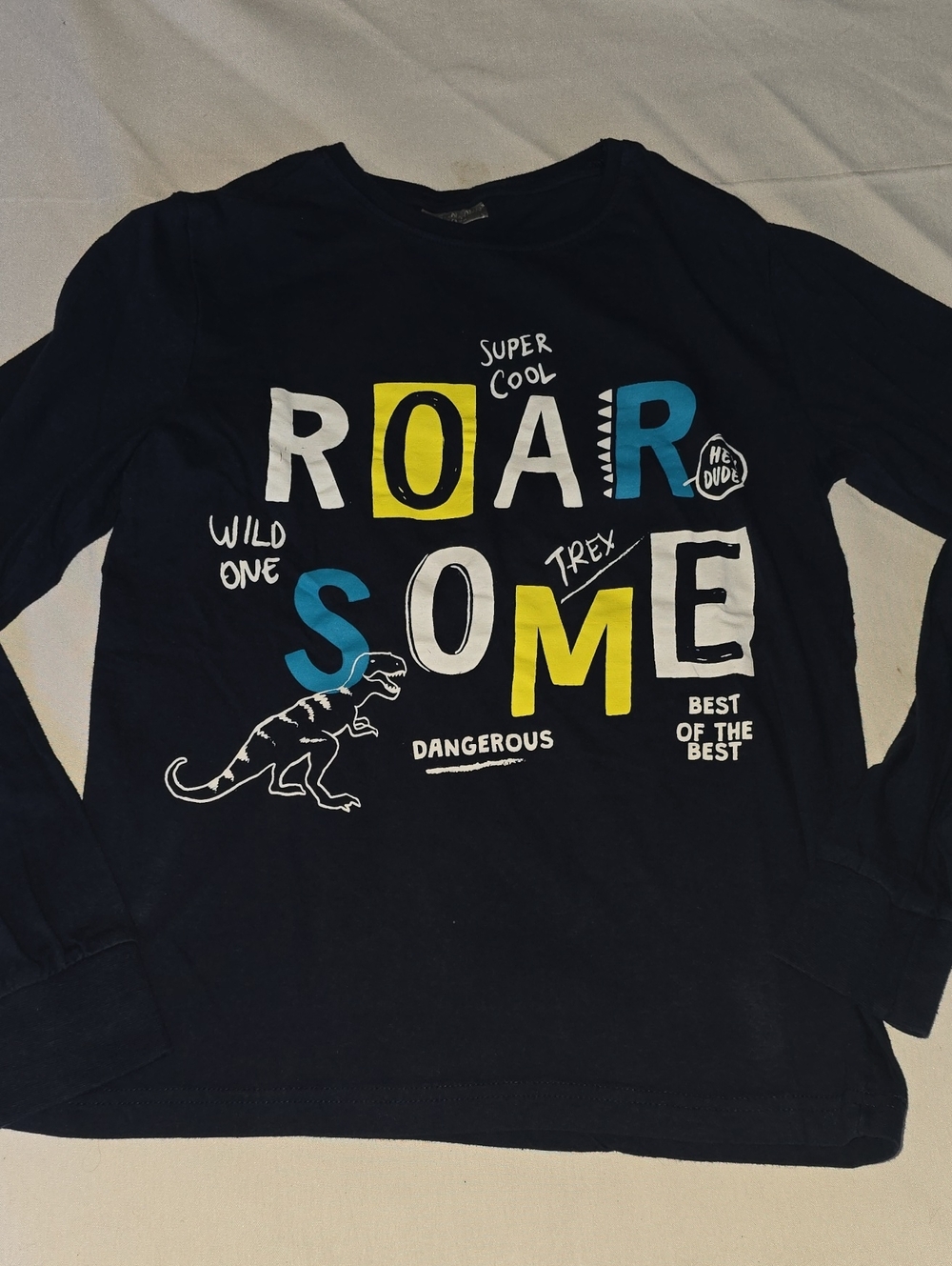 Kids Long Sleeve 'ROARSOME' Graphic Tee - Black